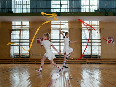 Rhythmic movement of a person performing cardio exercises